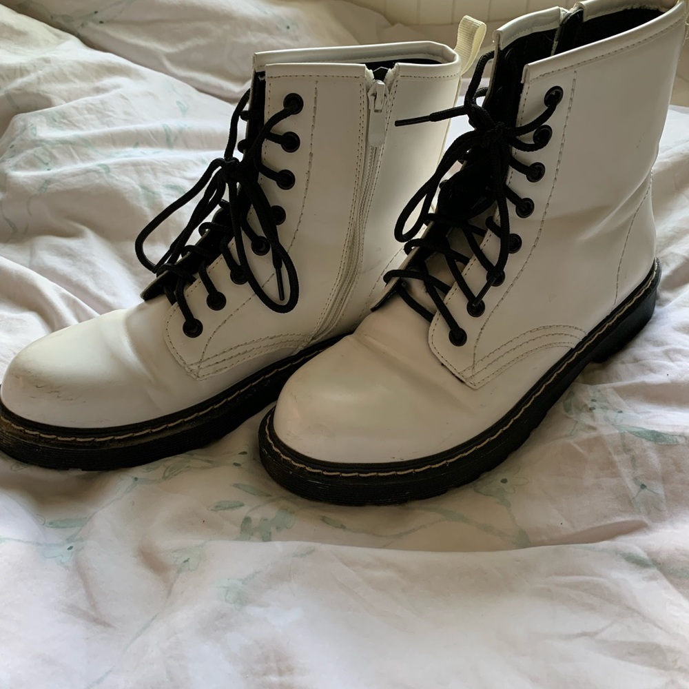 White combat boots